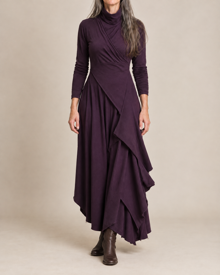 Women's Draped Turtleneck Maxi Dress