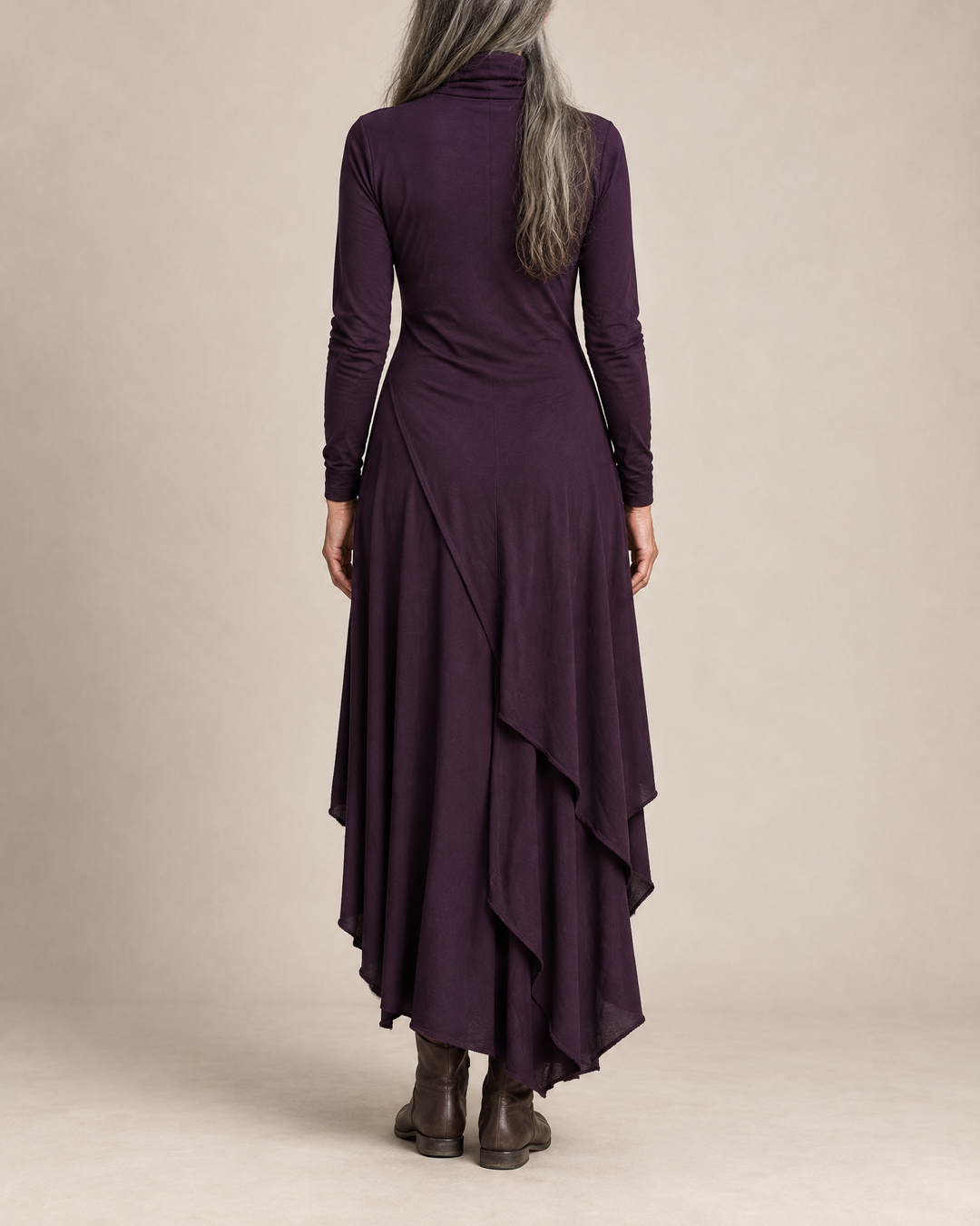 Women's Draped Turtleneck Maxi Dress