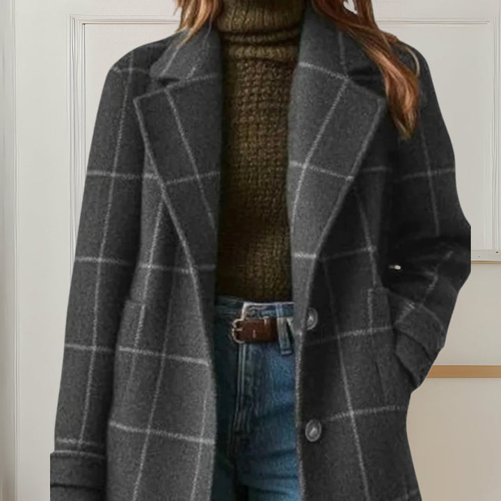 Long Plaid Tweed Coat