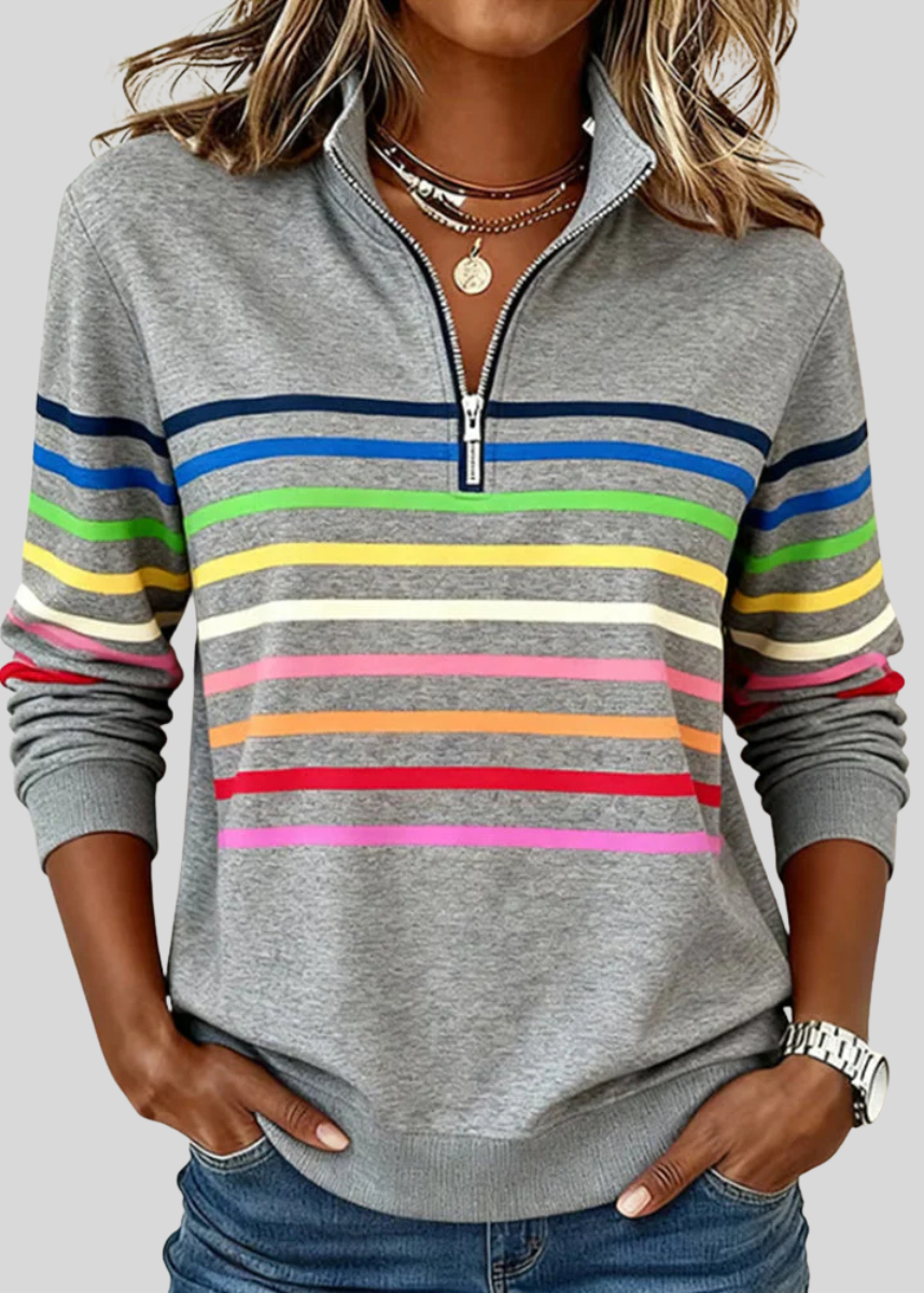 CHARLOTTE | Quarter-zip sweatshirt with multicolor stripes