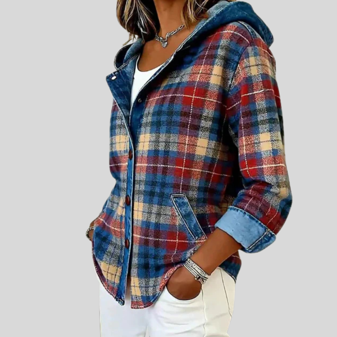 OLIVIA | Hooded plaid shacket