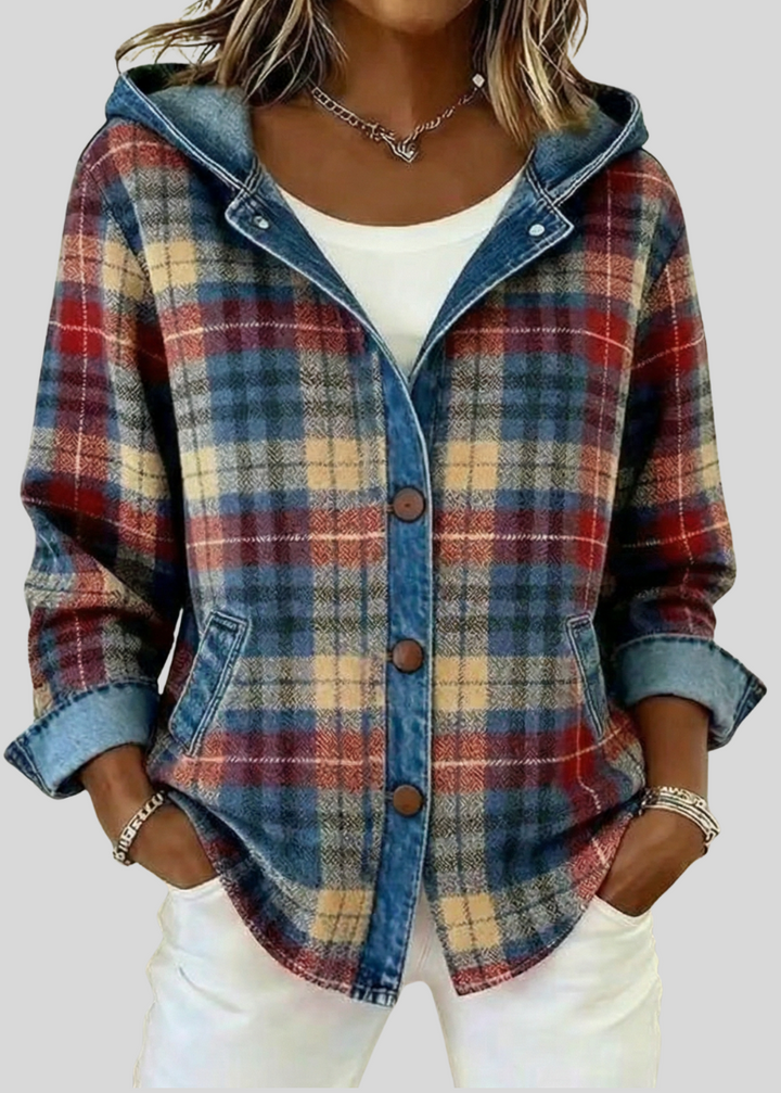 OLIVIA | Hooded plaid shacket