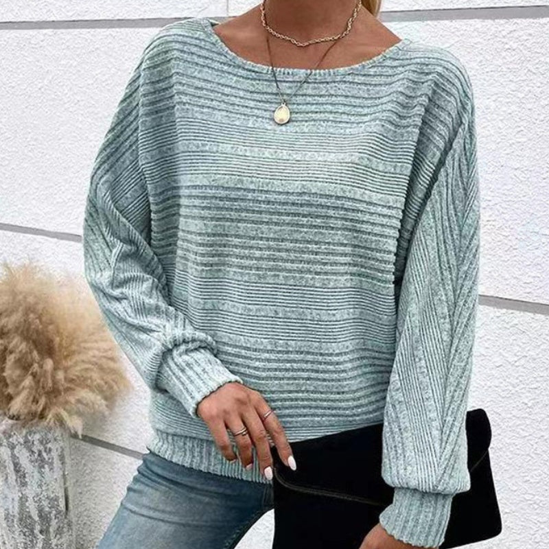 Long-Sleeve Crewneck Striped Top