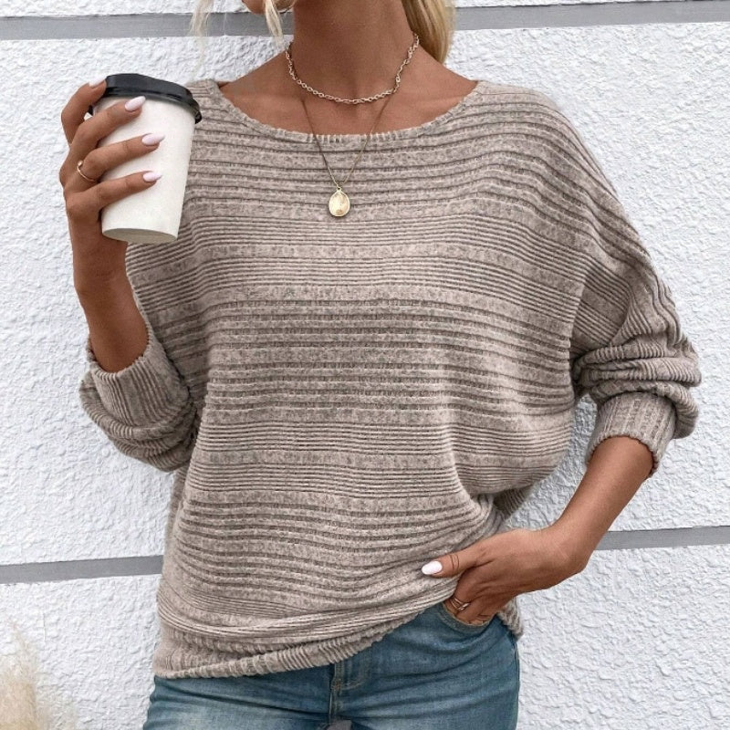 Long-Sleeve Crewneck Striped Top