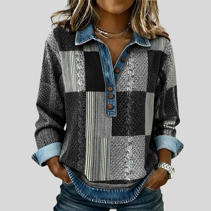 CHLOE | Colorblock sweatshirt with button placket