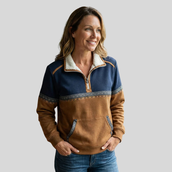 AMELIA | Half-zip pullover with sherpa collar