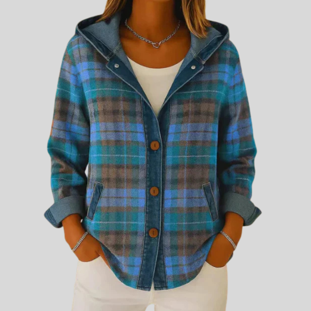 OLIVIA | Hooded plaid shacket