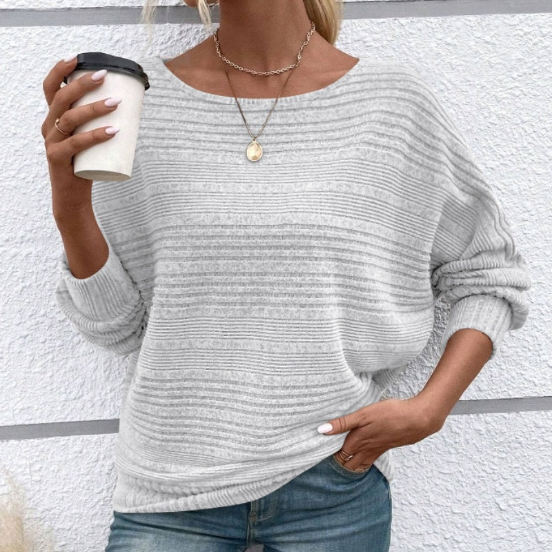 Long-Sleeve Crewneck Striped Top