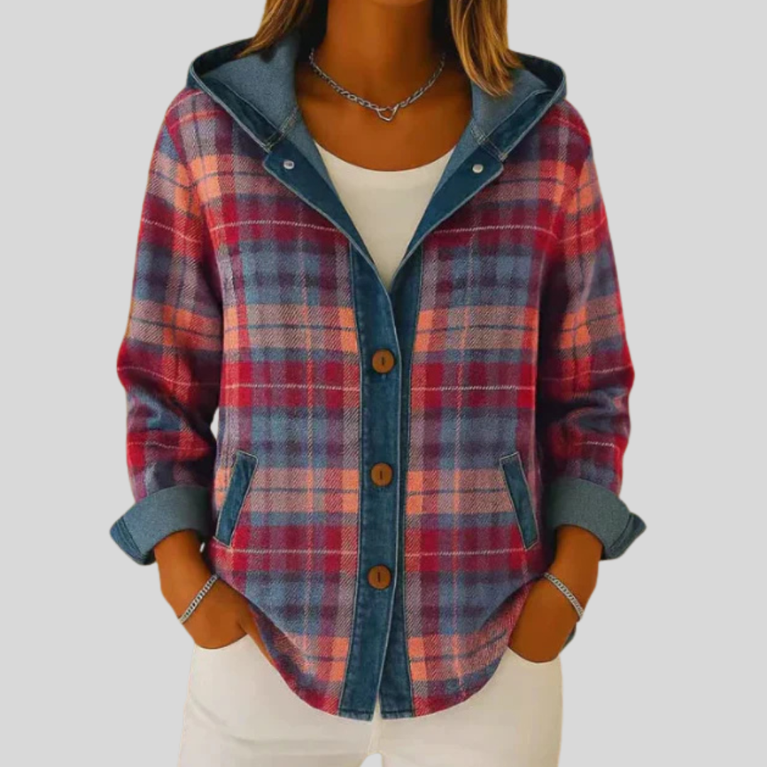 OLIVIA | Hooded plaid shacket