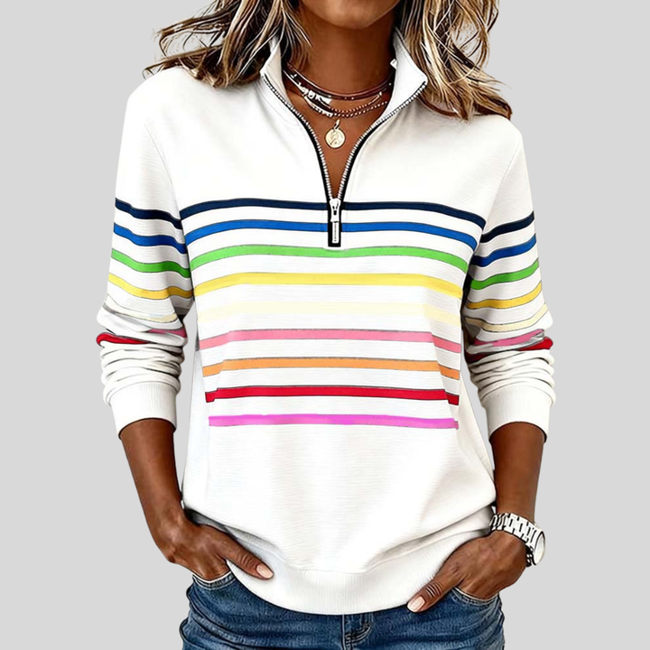 CHARLOTTE | Quarter-zip sweatshirt with multicolor stripes