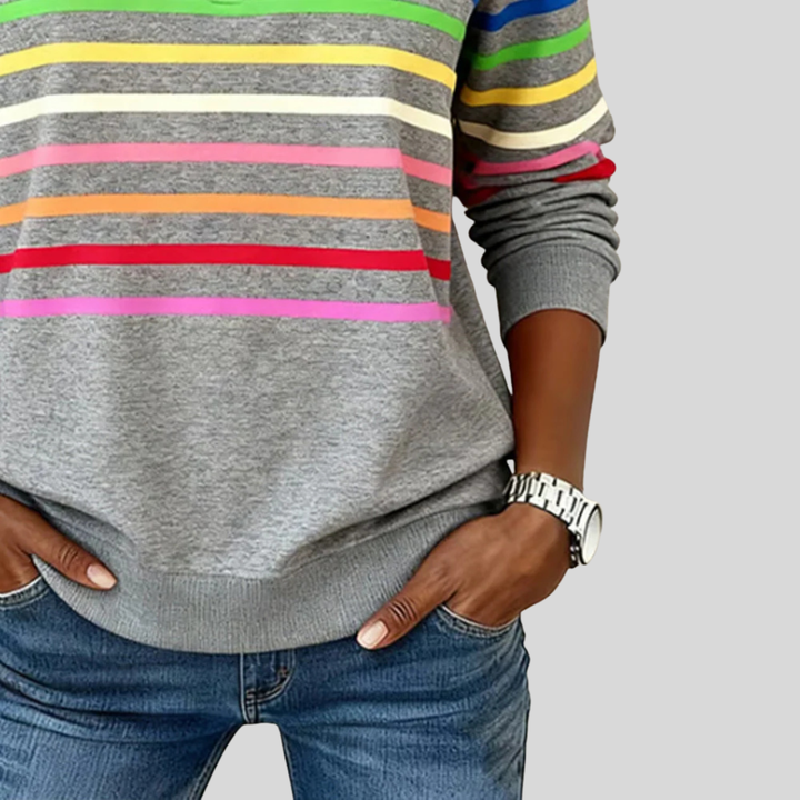 CHARLOTTE | Quarter-zip sweatshirt with multicolor stripes