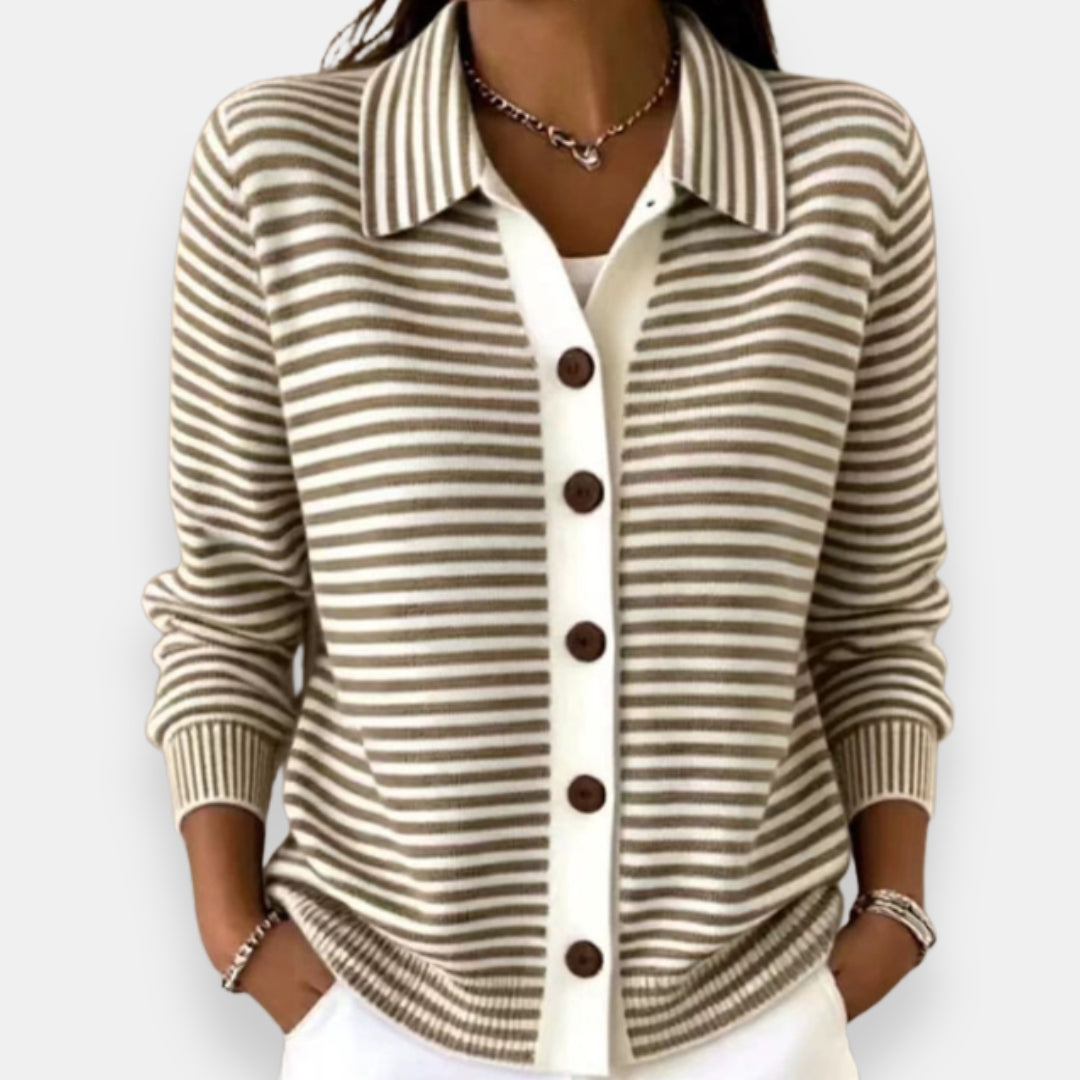 Nola Striped Button-Front Cardigan
