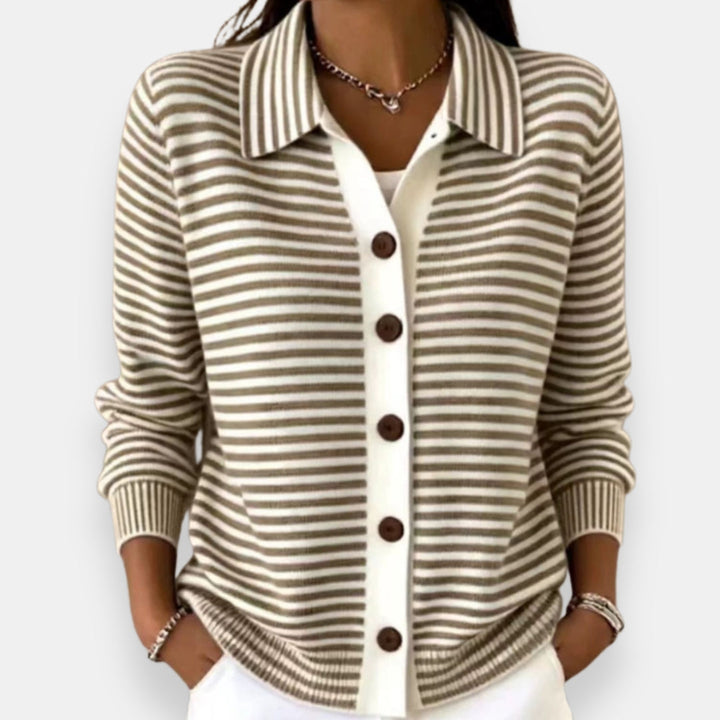Nola Striped Button-Front Cardigan