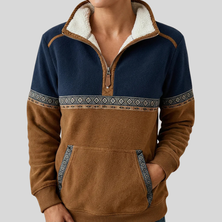 AMELIA | Half-zip pullover with sherpa collar