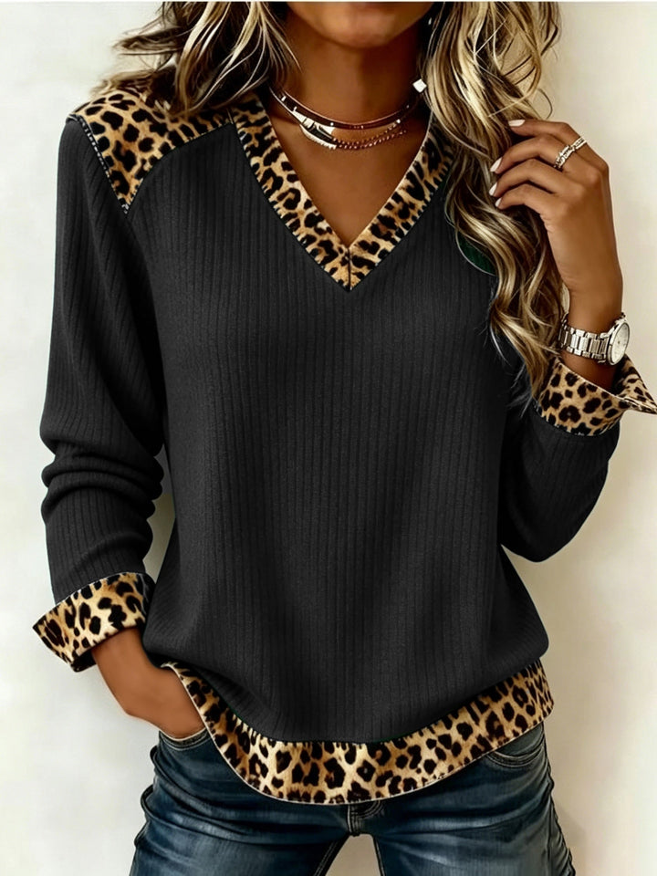 Lillian™ | Animal-Trimmed V-Neck Top