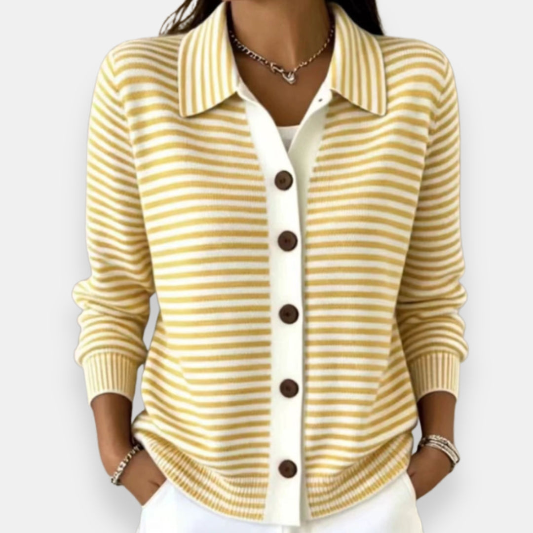 Nola Striped Button-Front Cardigan