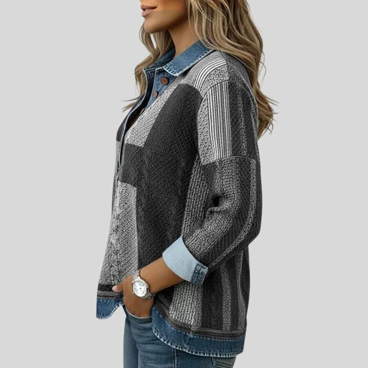CHLOE | Colorblock sweatshirt with button placket