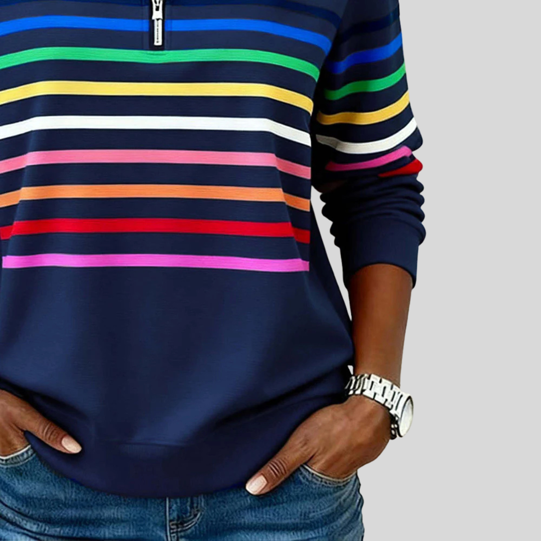 CHARLOTTE | Quarter-zip sweatshirt with multicolor stripes