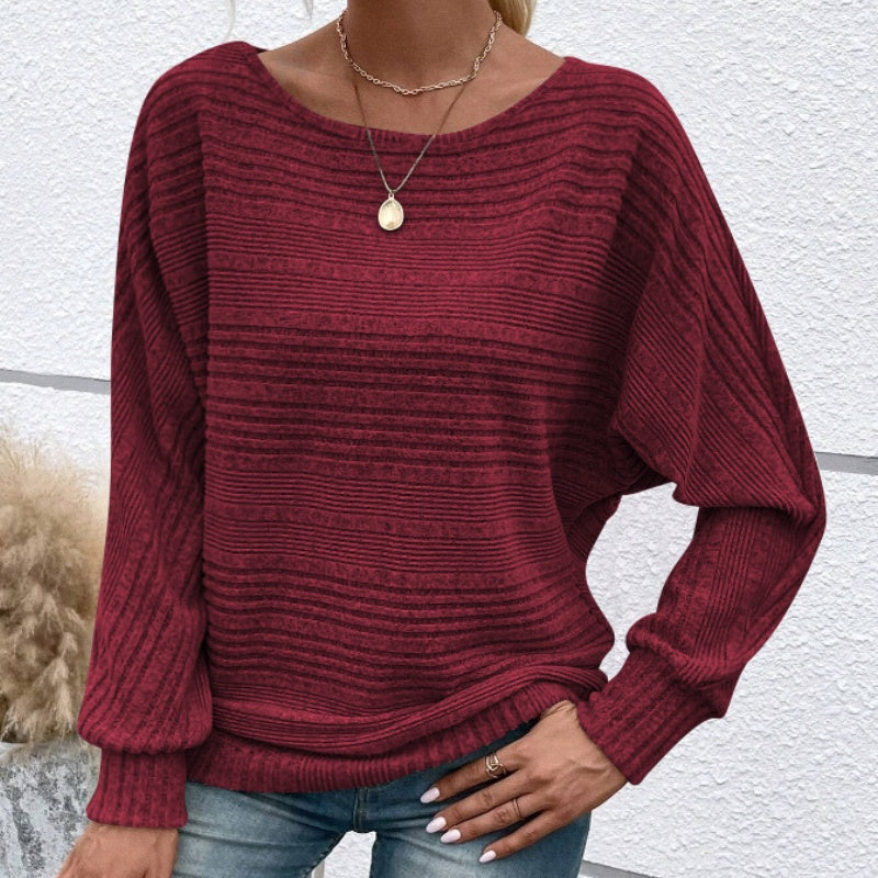 Long-Sleeve Crewneck Striped Top