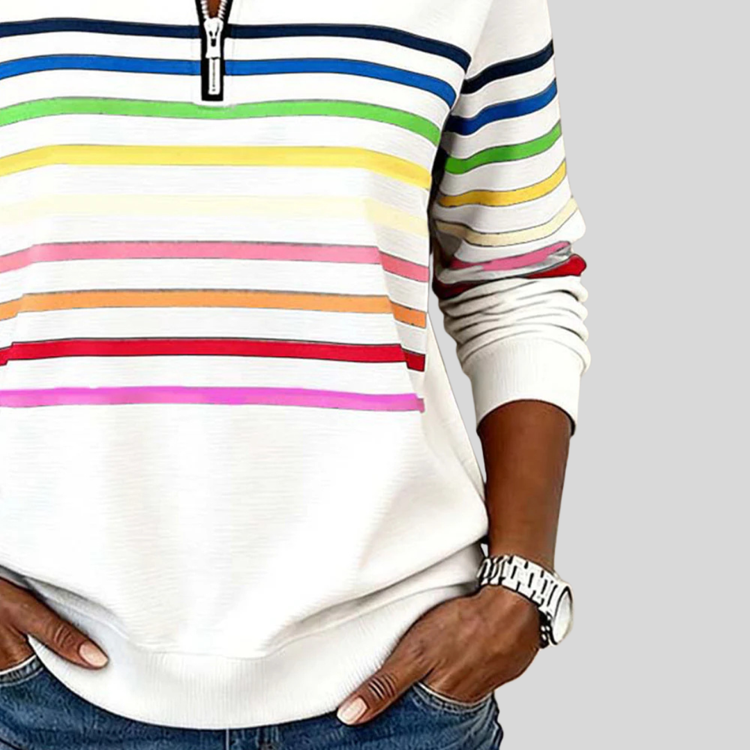CHARLOTTE | Quarter-zip sweatshirt with multicolor stripes