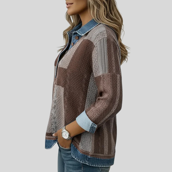 CHLOE | Colorblock sweatshirt with button placket