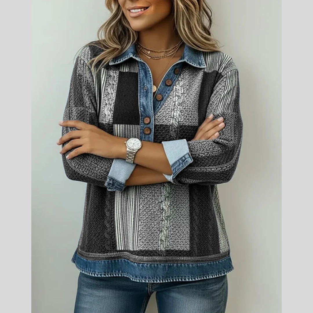 CHLOE | Colorblock sweatshirt with button placket