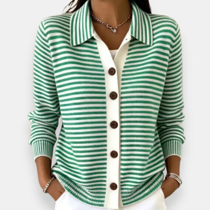 Nola Striped Button-Front Cardigan
