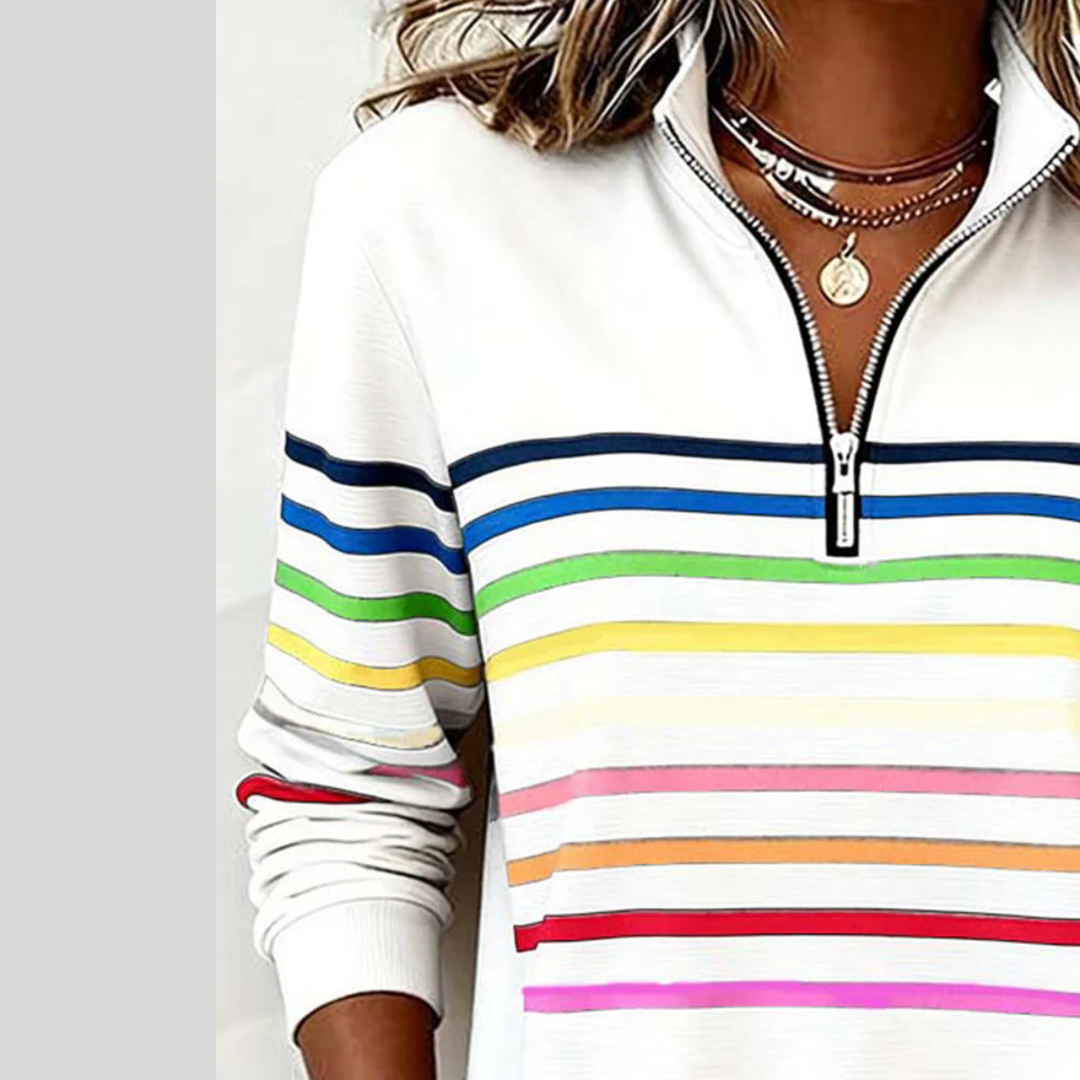 CHARLOTTE | Quarter-zip sweatshirt with multicolor stripes