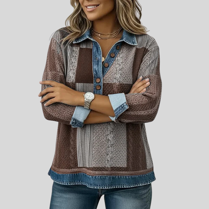 CHLOE | Colorblock sweatshirt with button placket