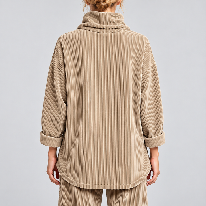 One-Button Corduroy Wrap Top