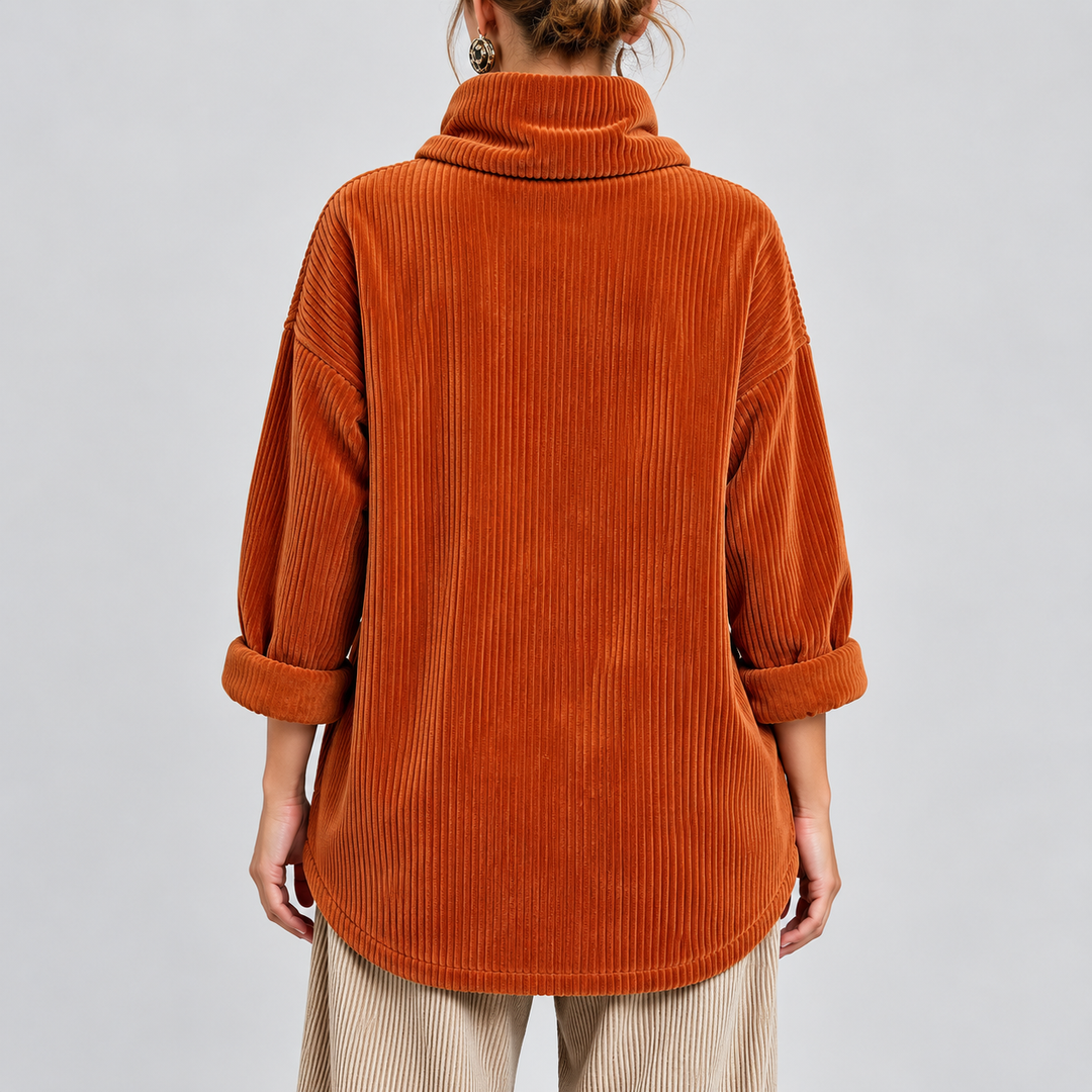One-Button Corduroy Wrap Top