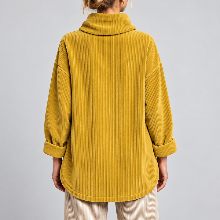 One-Button Corduroy Wrap Top