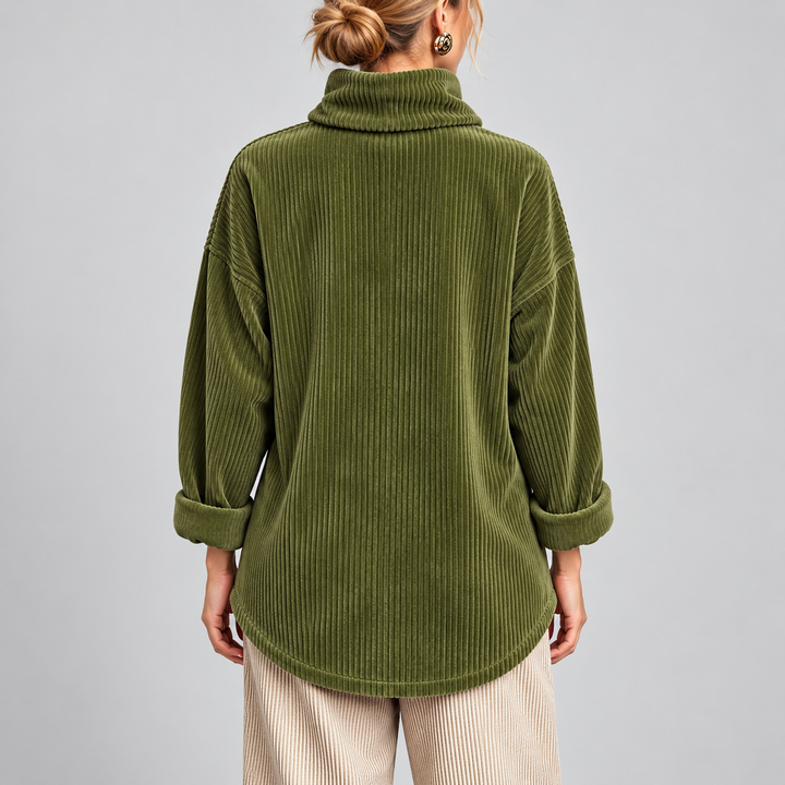 One-Button Corduroy Wrap Top
