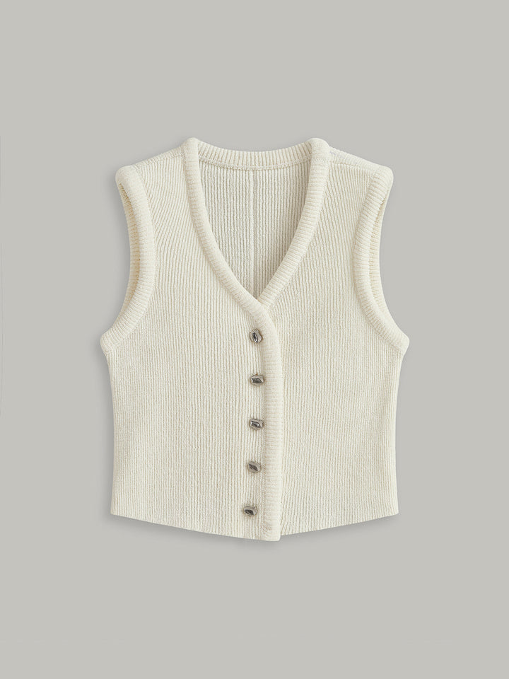 Button Front Sweater Vest
