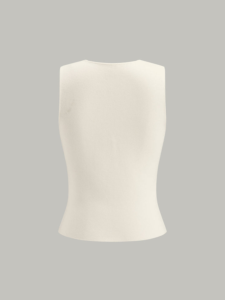 Metal Detail V-Neck Spilt Sweater Vest
