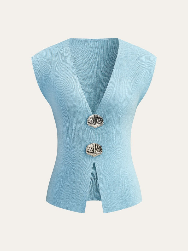 Shell Button Knit Vest