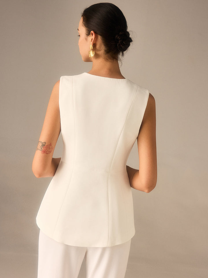Single Button V-Neck Vest