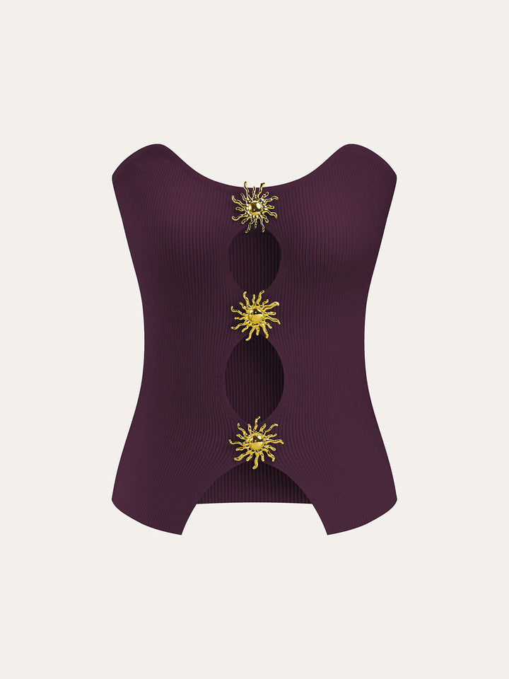 Metal Cut-Out Knit Sweater Vest