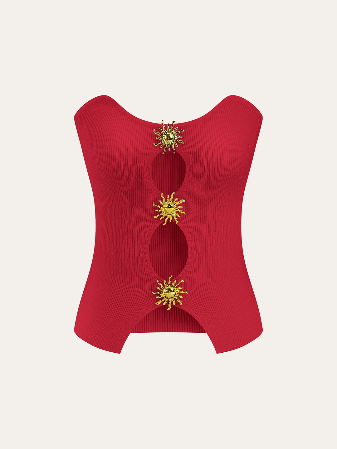 Metal Cut-Out Knit Sweater Vest