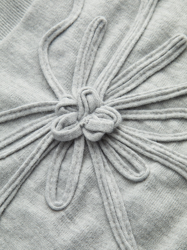 Flower Applique Cap Sleeve Knit Top