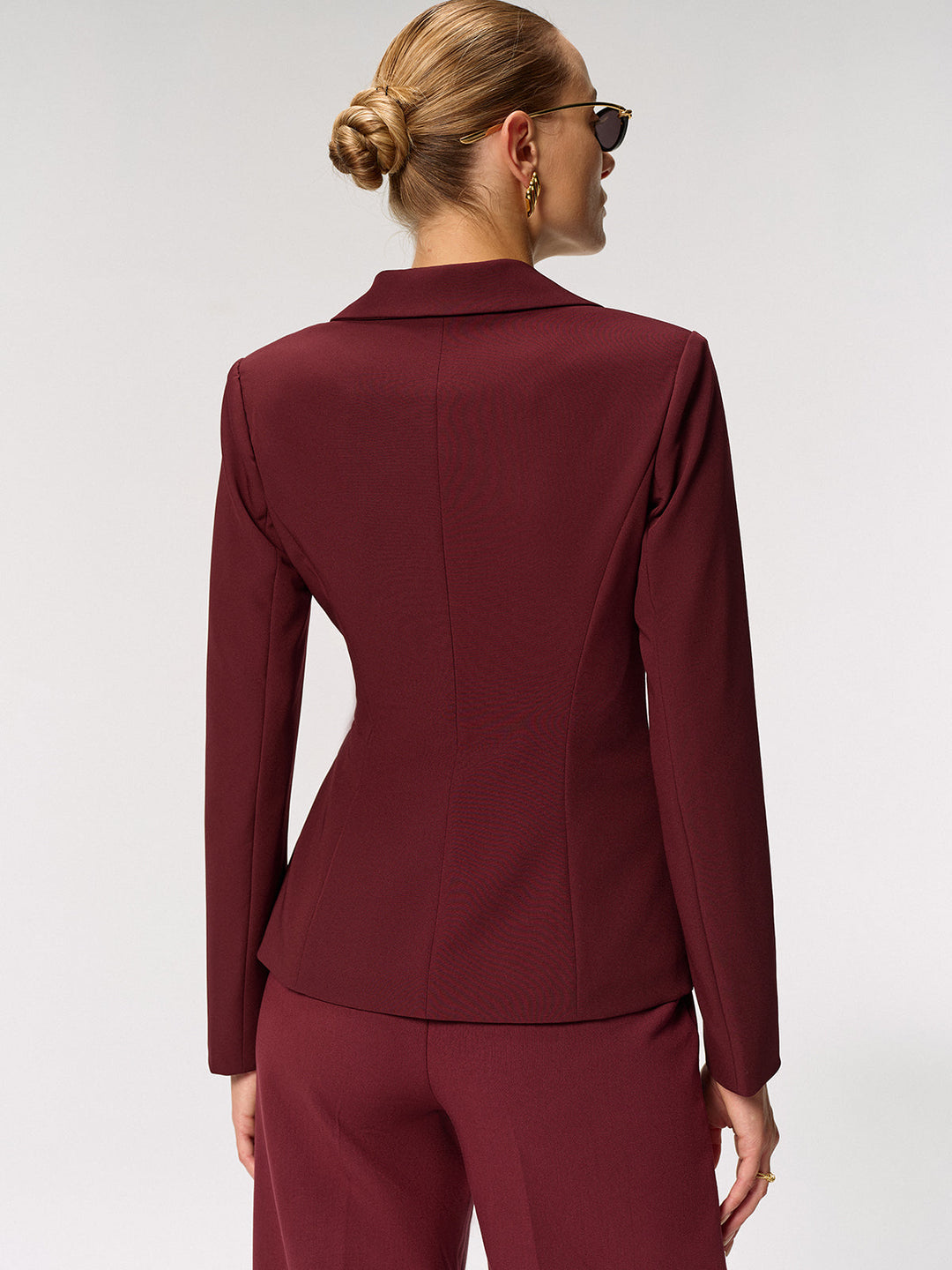 Metal Buckle Asymmetric Blazer