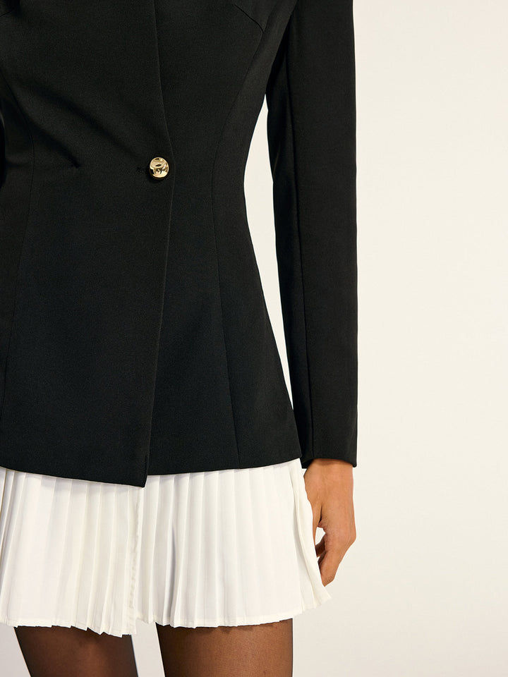 Contrast Pleated Hem Blazer Dress