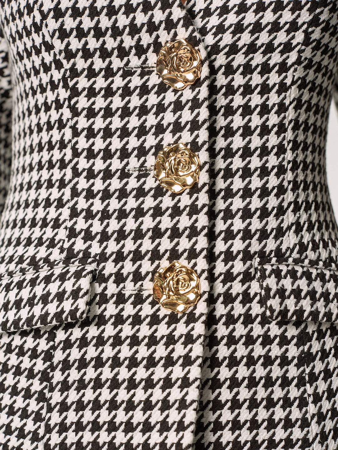 Metal Button Houndstooth Blazer