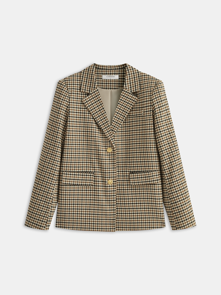 Metal Button Checked Blazer