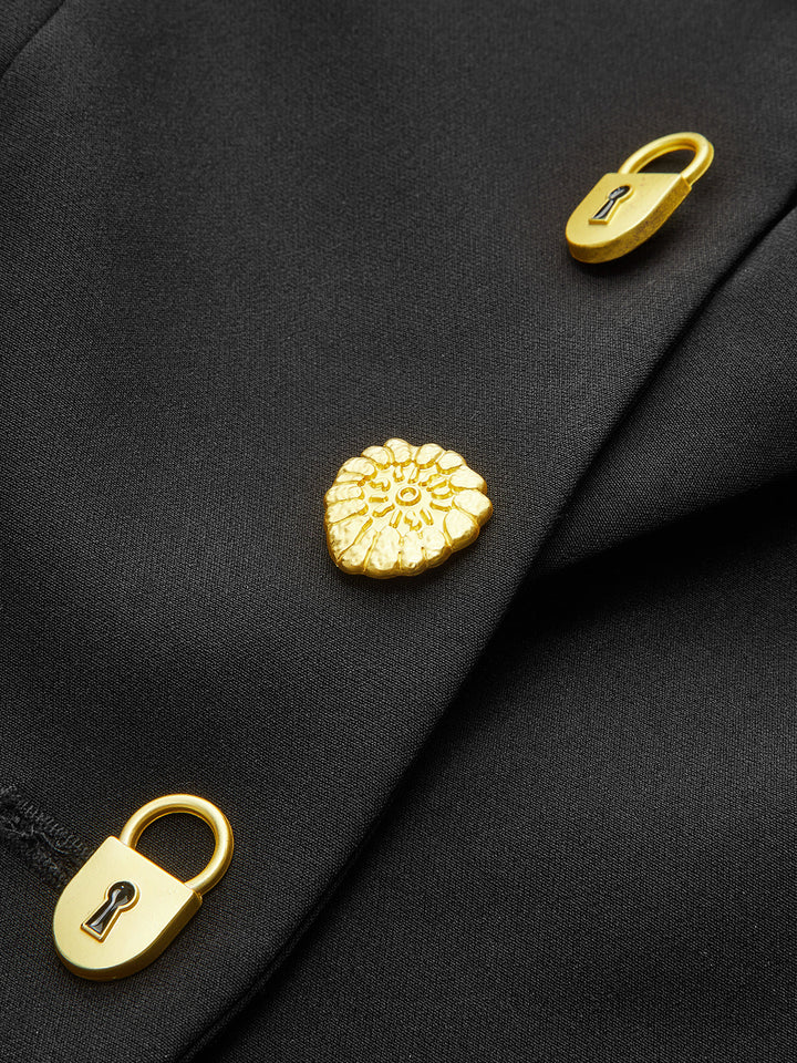 Asymmetrical Design Golden Button Blazer