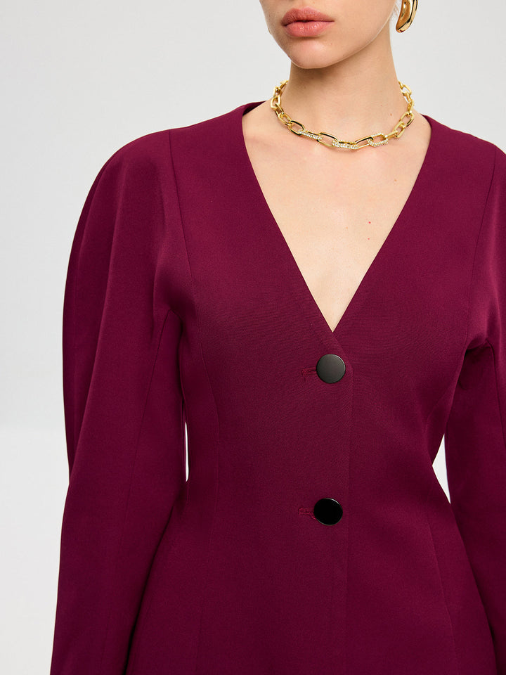 Puff Sleeve V-Neck Blazer