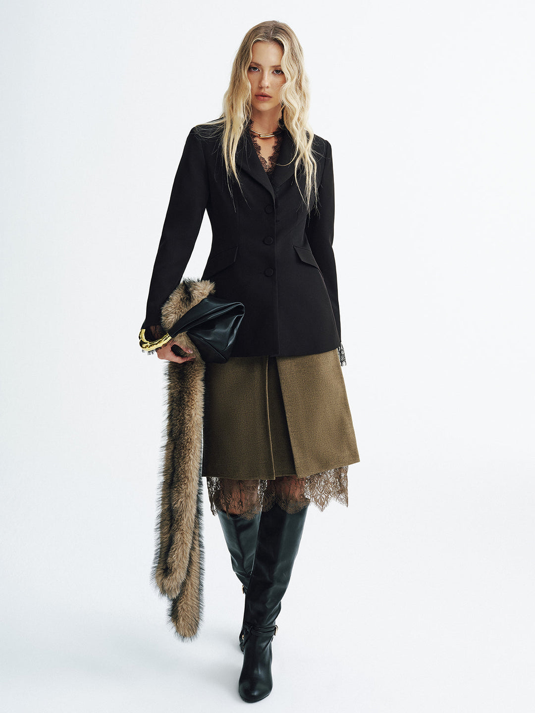 Lace Detail Fitted Blazer