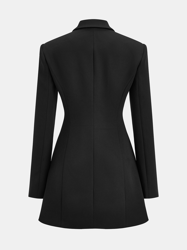 Buttoned Collared Tailored Blazer Dress