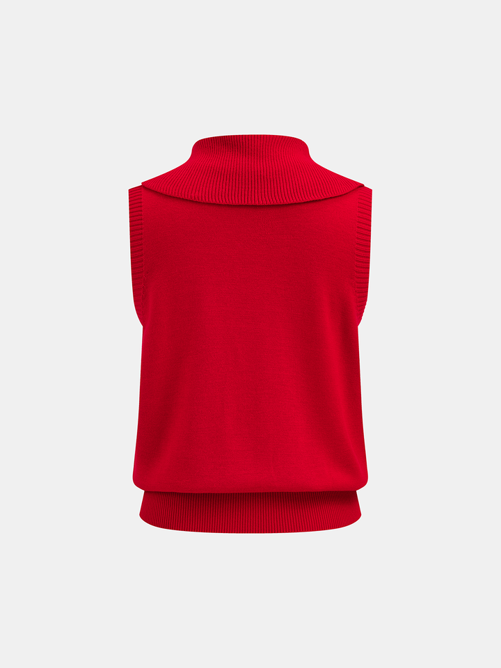 Turtleneck Sleeveless Knit Vest