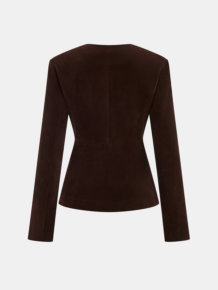 Metal Button Velvet Blazer